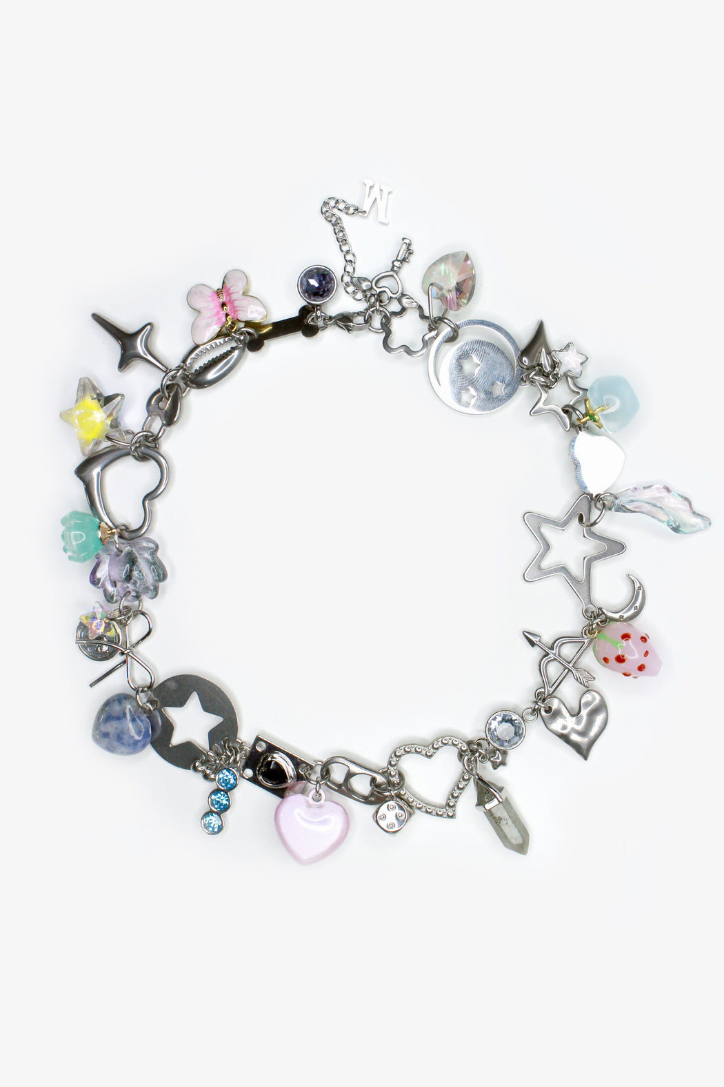 Optic Charm Necklace - Silver Pastel