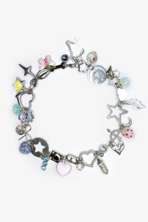 Optic Charm Necklace - Silver Pastel