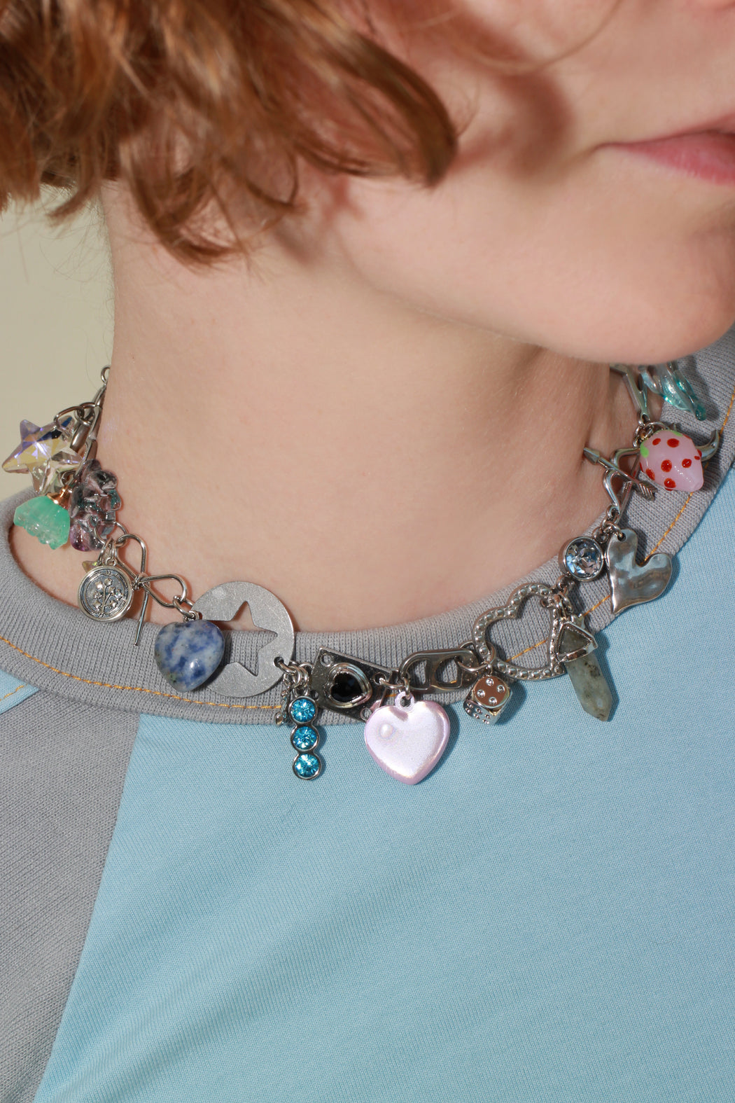 Optic Charm Necklace - Silver Pastel