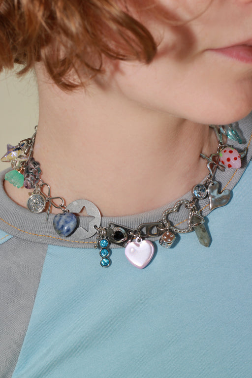 Optic Charm Necklace - Silver Pastel