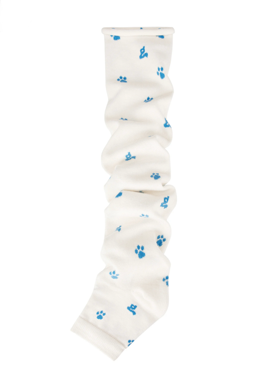 White Paw Print Stirrup Slouchy Leg Warmers
