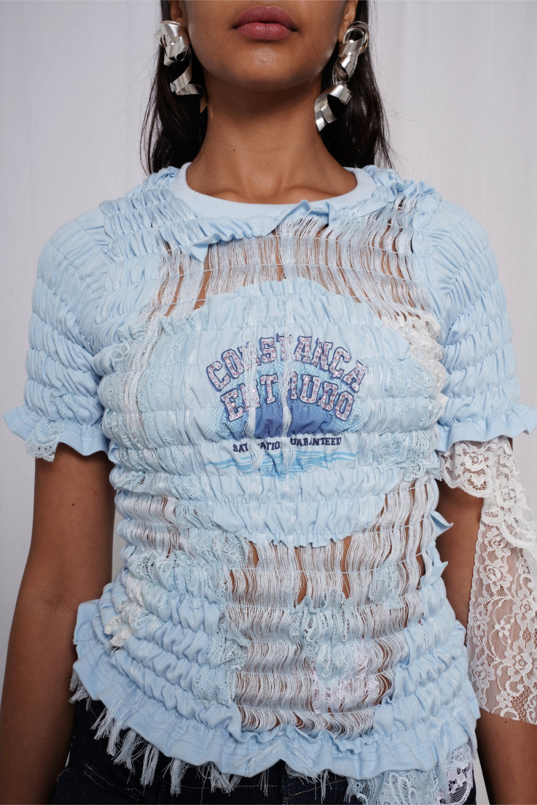 Baby Blue Unwoven Deconstructed T-Shirt