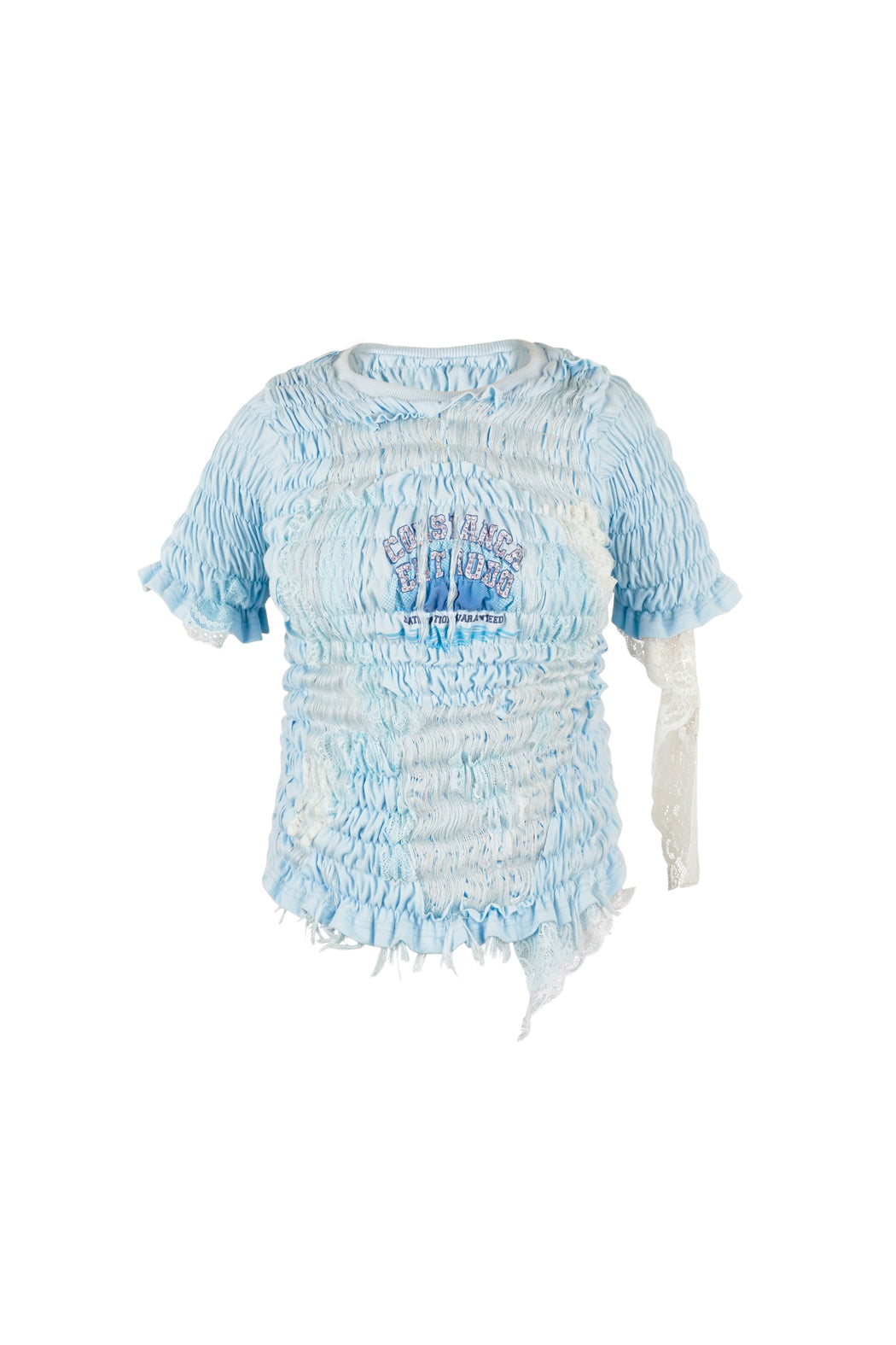 Baby Blue Unwoven Deconstructed T-Shirt