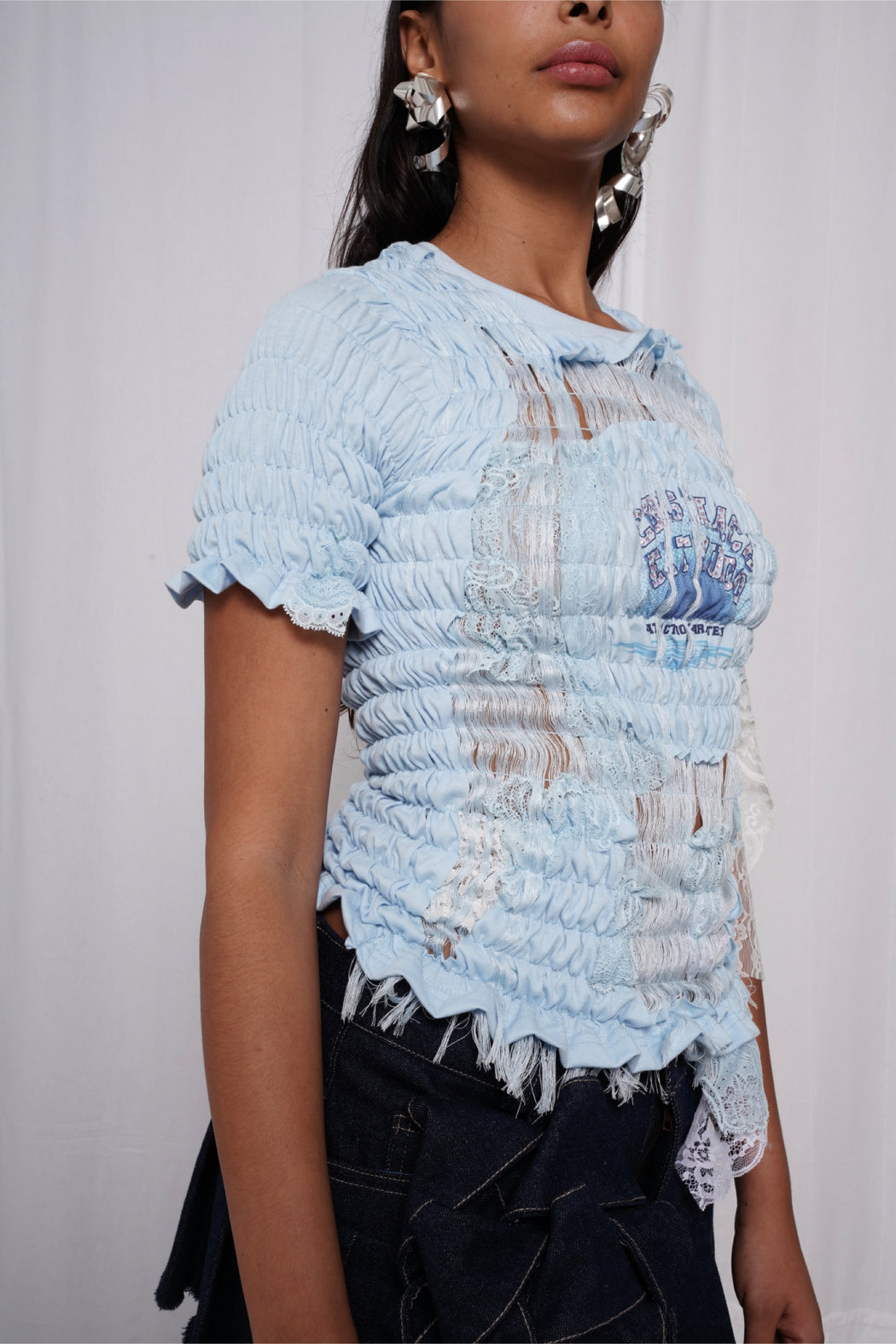 Baby Blue Unwoven Deconstructed T-Shirt