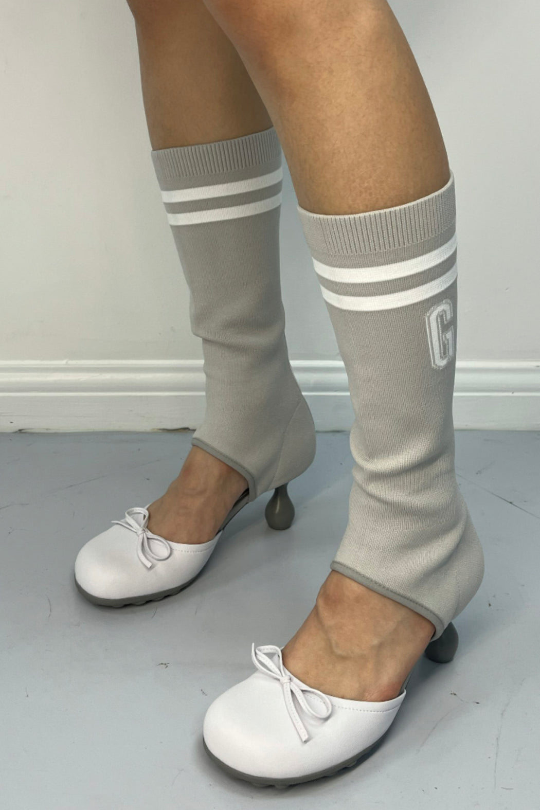 Grey Ballet Stockings High Heels