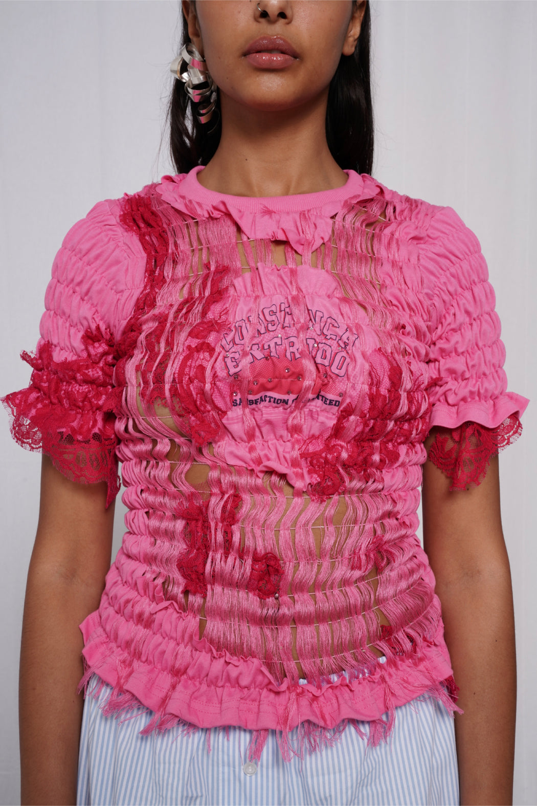 Pink Unwoven Deconstructed T-Shirt