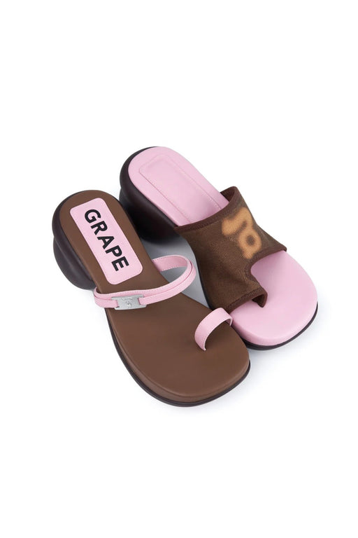 Pink/Brown Asymmetric Split-Toe Sandal