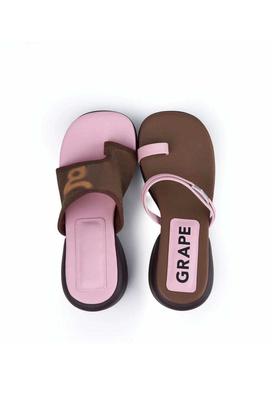Pink/Brown Asymmetric Split-Toe Sandal