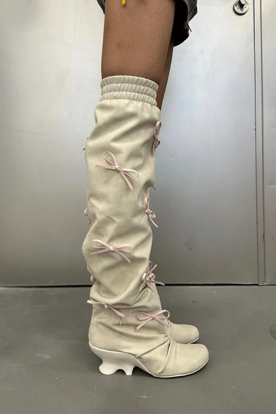 OFF-WHITE BOW WEDGE HIGH BOOTS