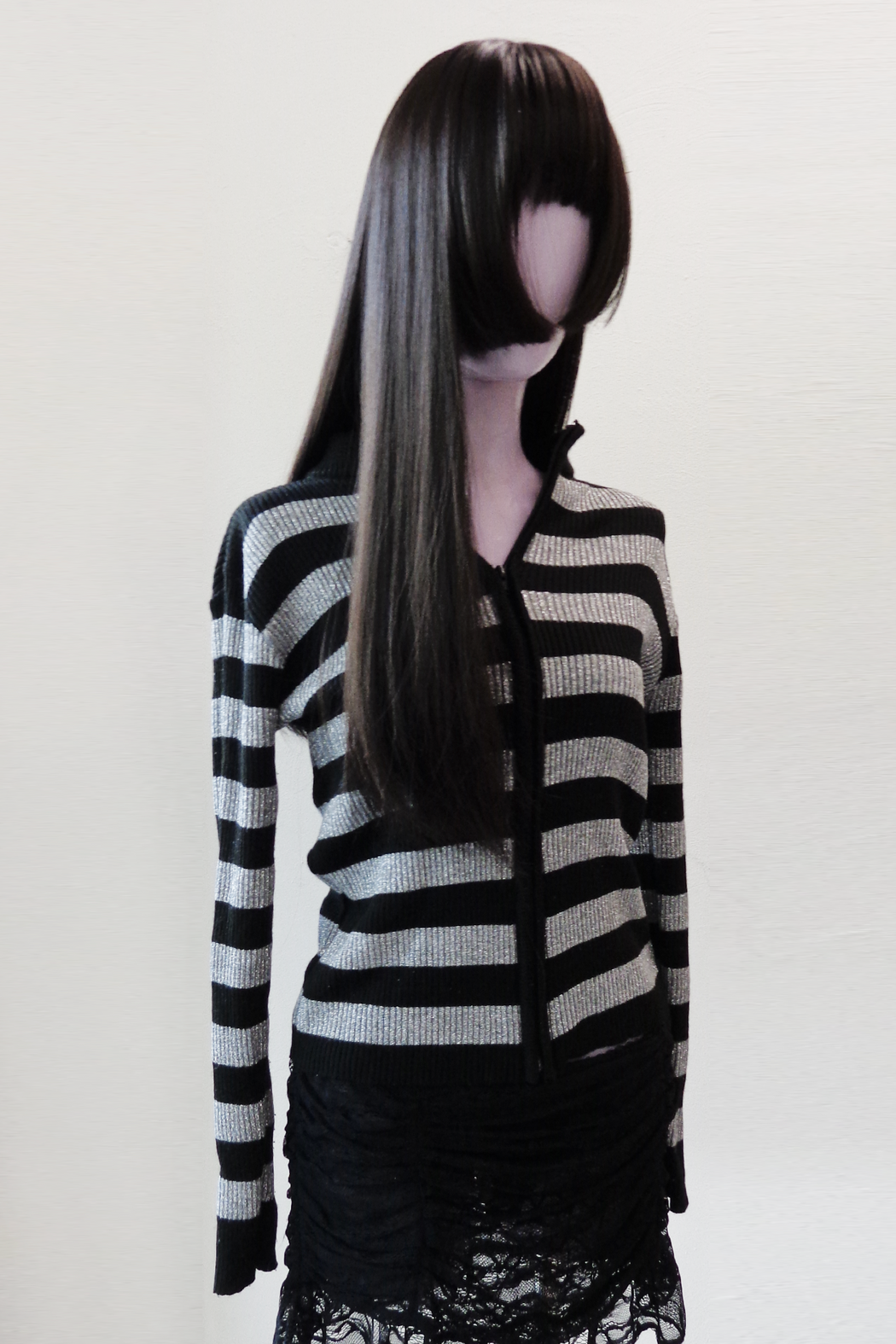 SILVER AND BLACK STRIPPED SWEATER