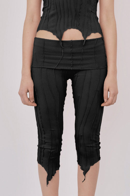 Black Suture Capri Pants