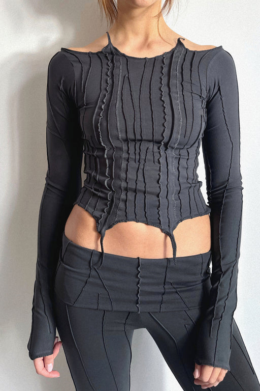 Graphite Scraps Bondage Long Sleeve Top