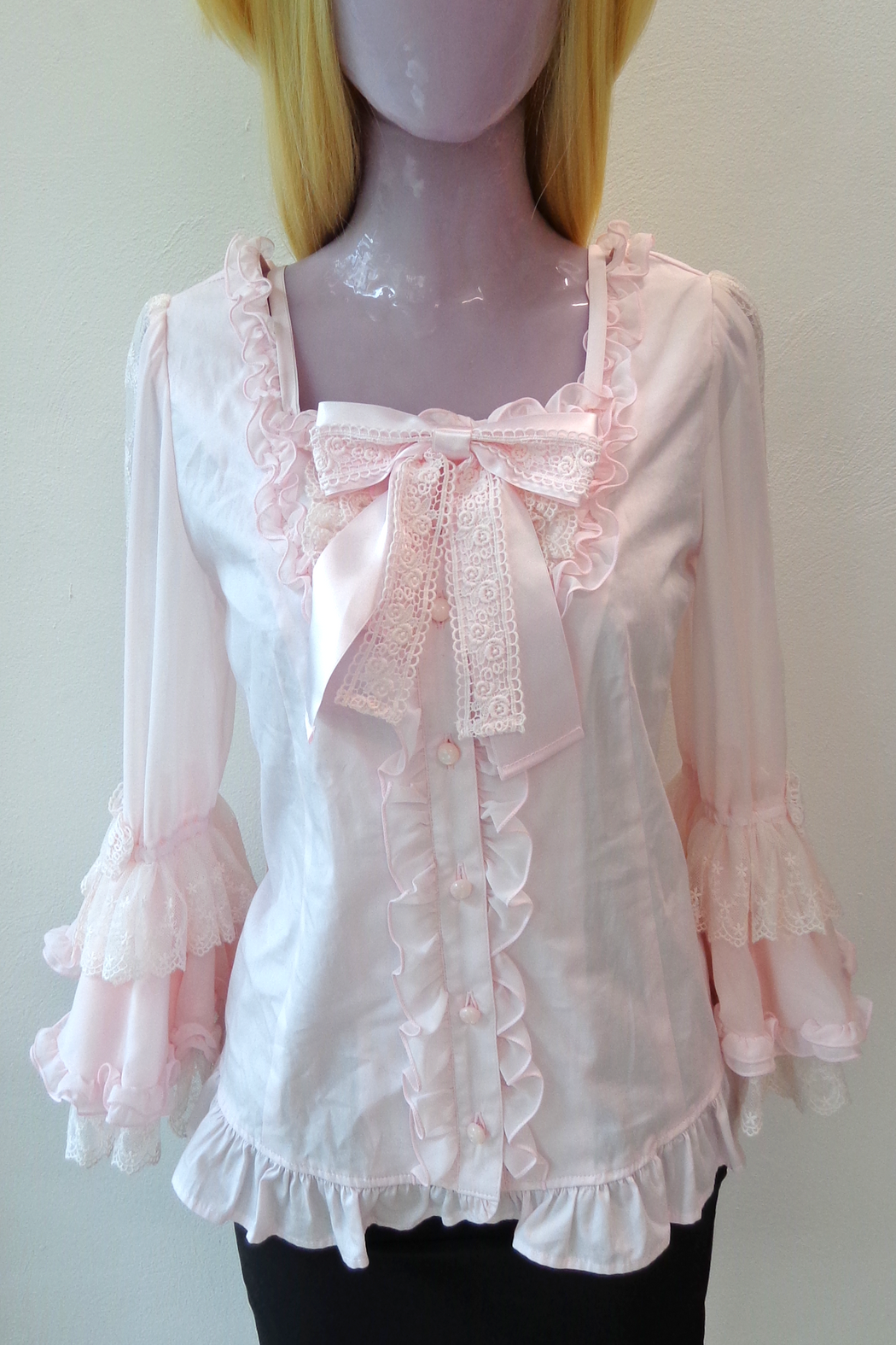 ANGELIC PRETTY PINK SHIRT WITH BOW PIN