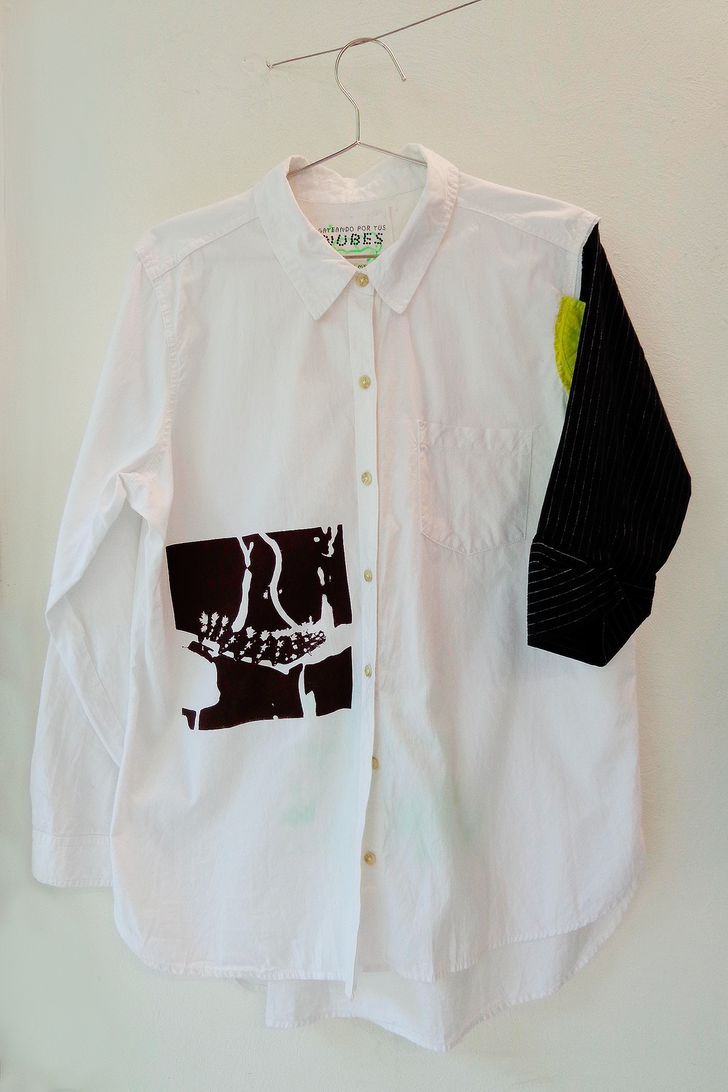 Button Down White with Black Sleeve